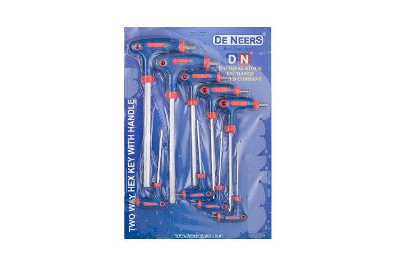De Neers Two Way Hex Key With Handle Set 10pcs