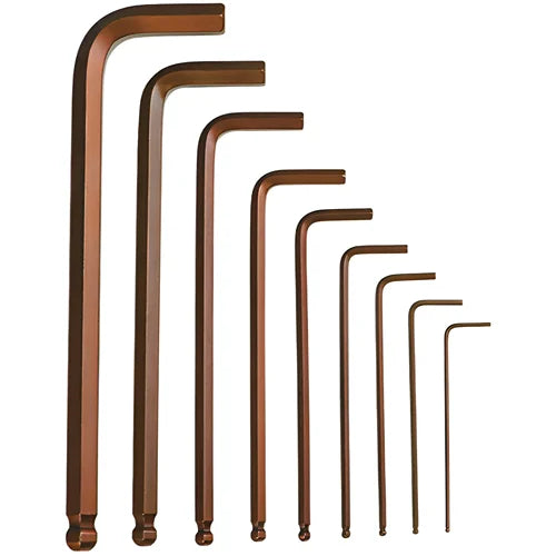 De Neers Long Arm Ball End Allen Key Set S2 Material 9pcs Brown