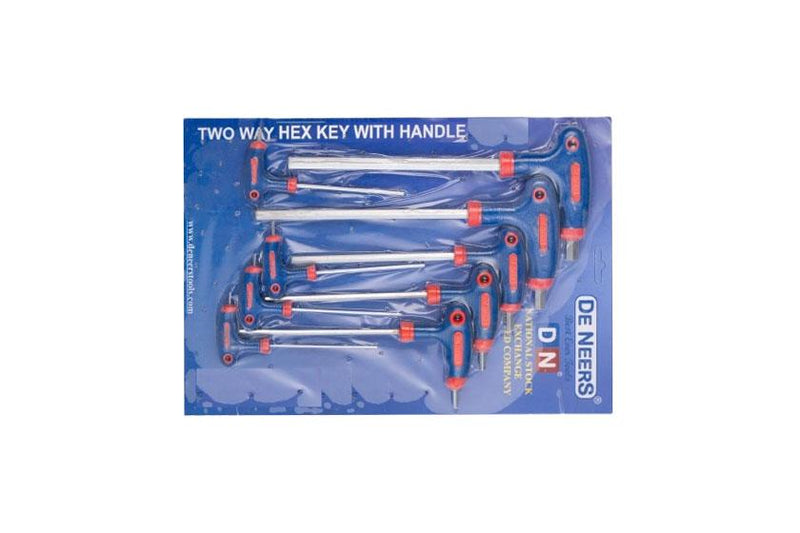 De Neers Two Way Hex Key With Handle Set 10pcs
