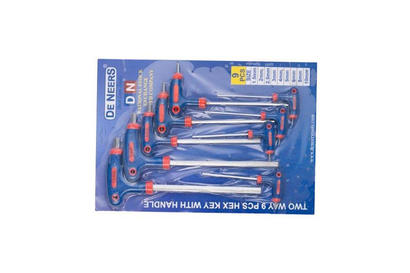 De Neers Two Way Hex Key Set With Handle 9pcs