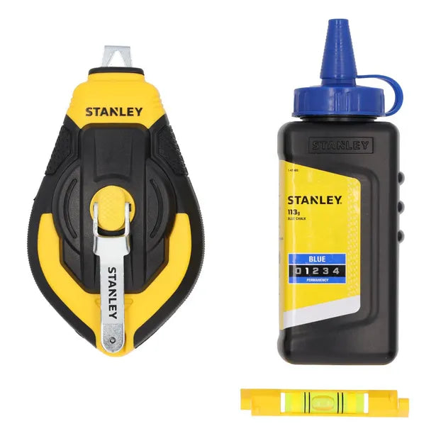Stanley STHT47312-0 3:1 Plastic Chalk Reel with Blue Chalk & Level Kit 30m