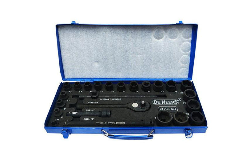 De Neers Impact Socket Set 12.5mm 1/2 Drive 24pcs