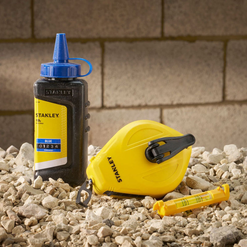 Stanley STHT47113-0 1:1 Plastic Chalk Reel with Blue Chalk & Level Kit 30m