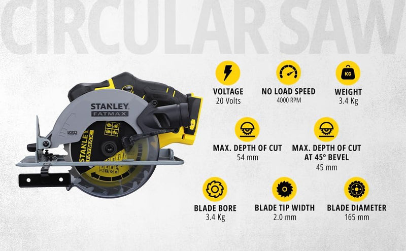 Stanley SCC500 Brushed 165mm Circular Saw Bare Tool