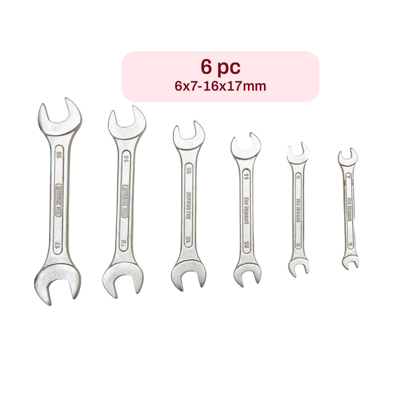 De Neers 12-6M Double Open End Spanners Polished Set of 6Pcs