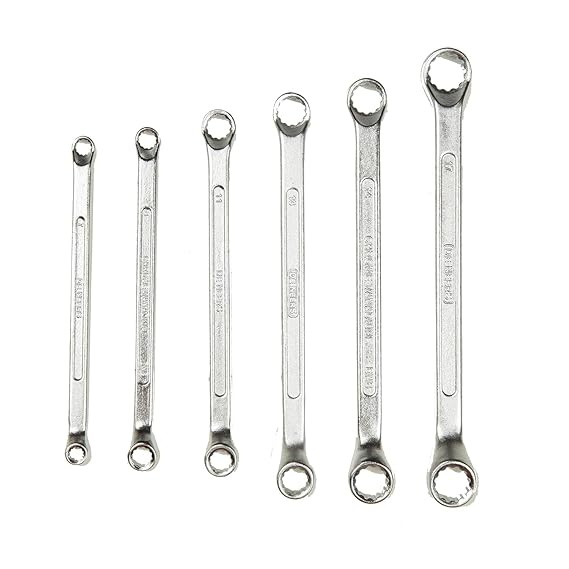 De Neers 13-6M BI-Hexagon Ring Spanner Shallow Offset Set of 6 Pcs