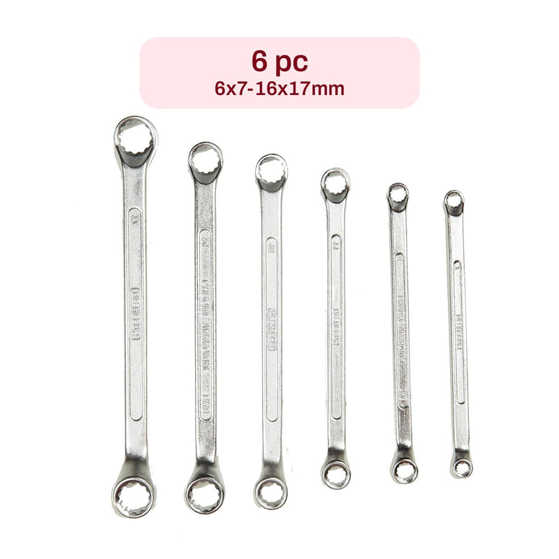 De Neers 13-6M BI-Hexagon Ring Spanner Shallow Offset Set of 6 Pcs