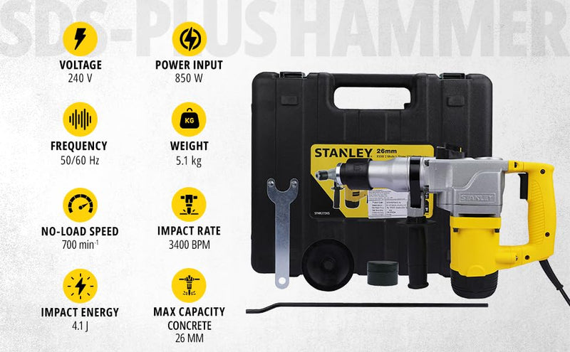 Stanley STHR272KS 850W 26mm 2 Mode L Shape Sds Plus Hammer