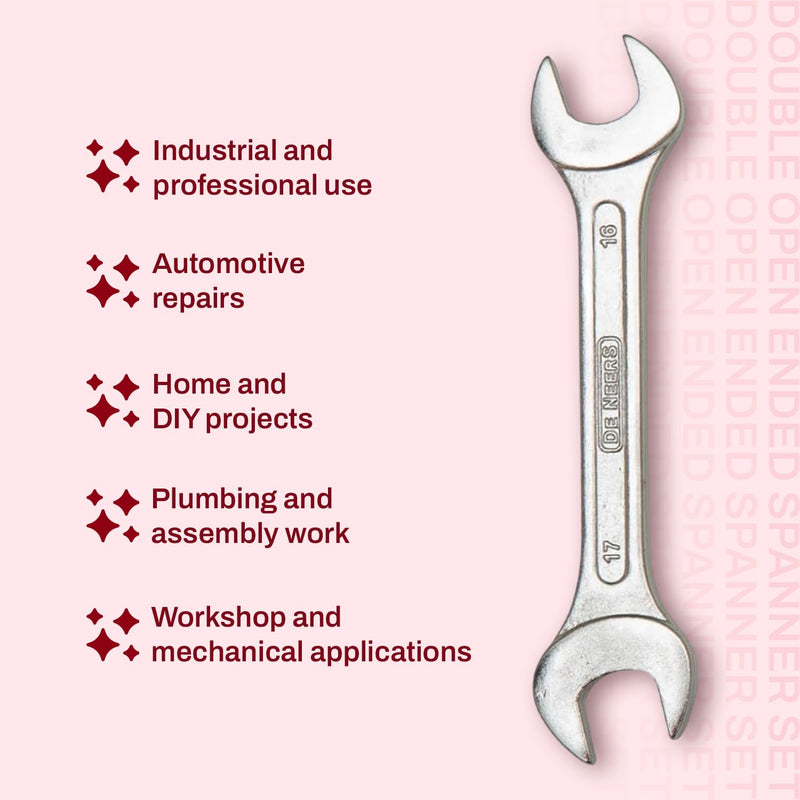 De Neers 12-6M Double Open End Spanners Polished Set of 6Pcs