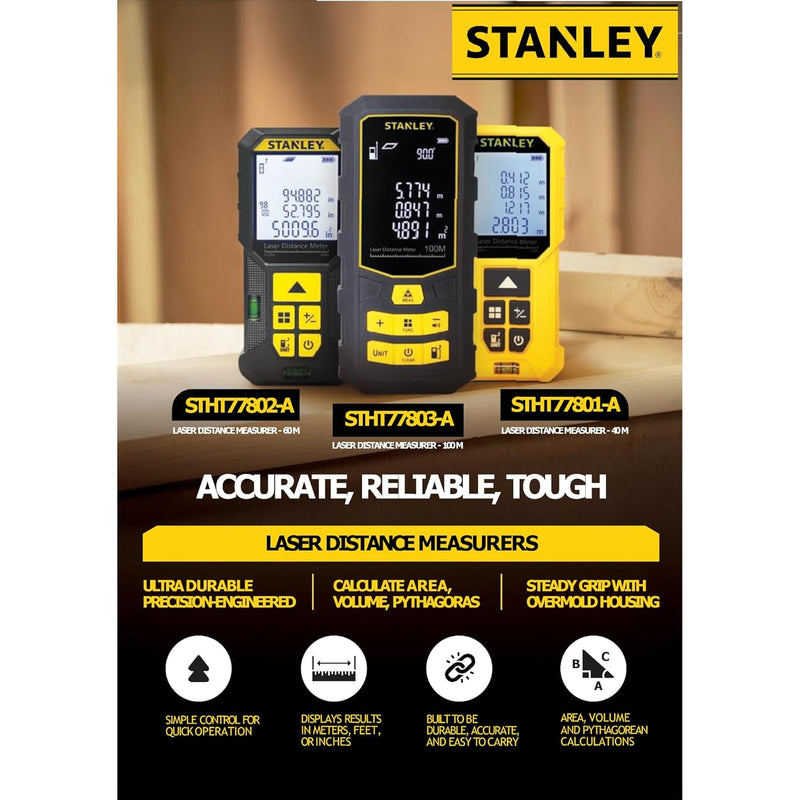 Stanley STHT77802-A  Laser Distance Measurer 60M