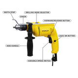 Stanley SDH600 600W 13mm Vsr Hammer Drill