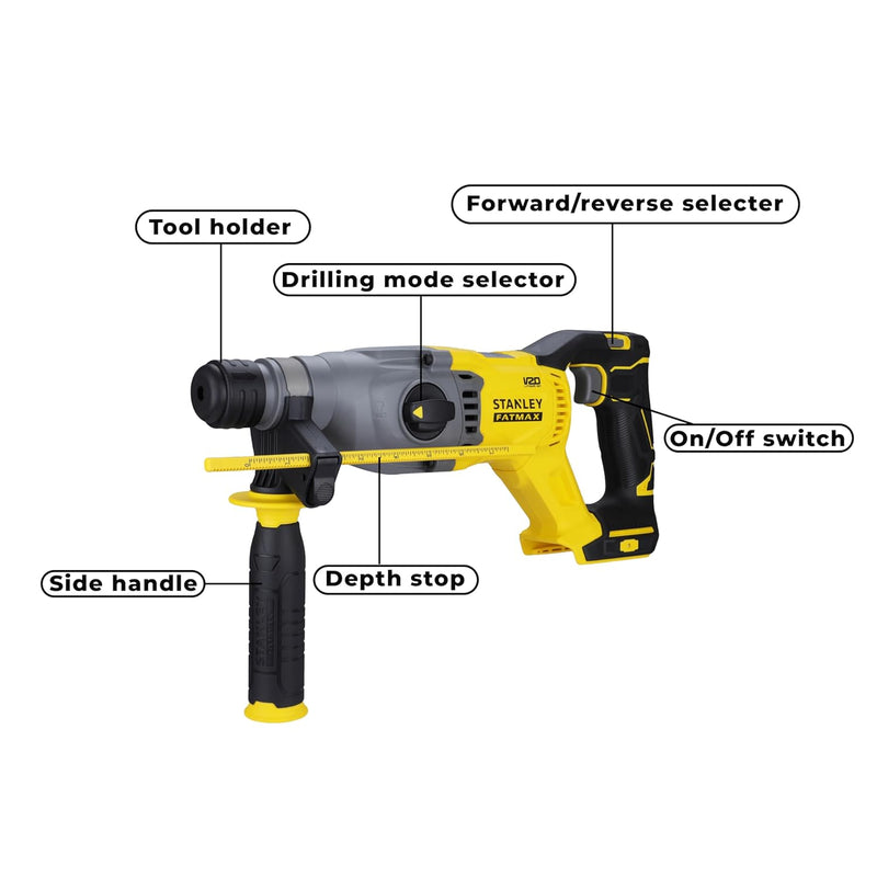 Stanley SBH9OD 20V Sds Plus 22mm Brushless Hammer Bare Tool