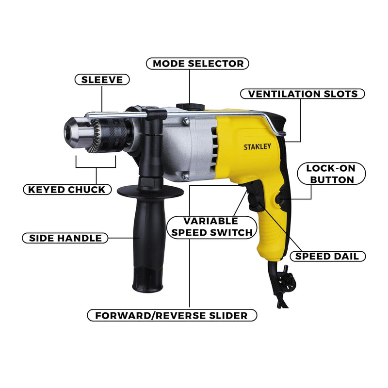 Stanley STDH8013 800W 13mm Vsr Hammer Drill