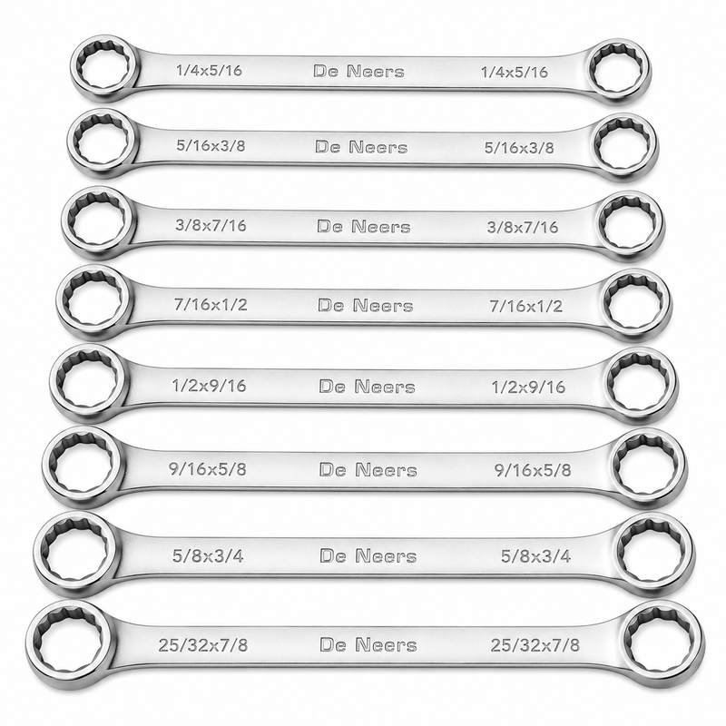 De Neers 13-8 SAE Ring Spanner Set of 8 Pcs