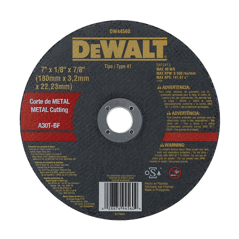 Dewalt DW44560 Cut Off Wheel 180x3.2x22.2 mm (Pack of 10)