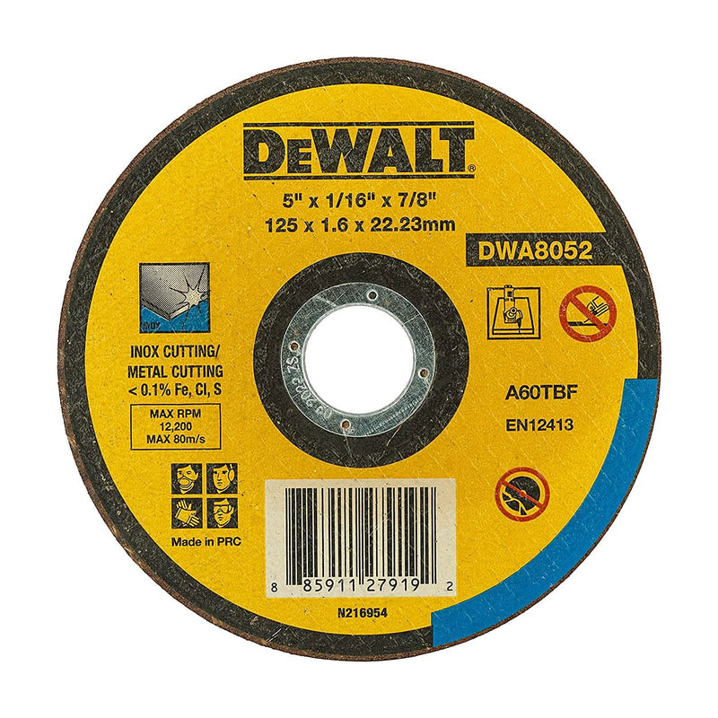 Dewalt DWA8052 Cut Off Wheel 125x1.6x22.2 mm (Pack of 10)
