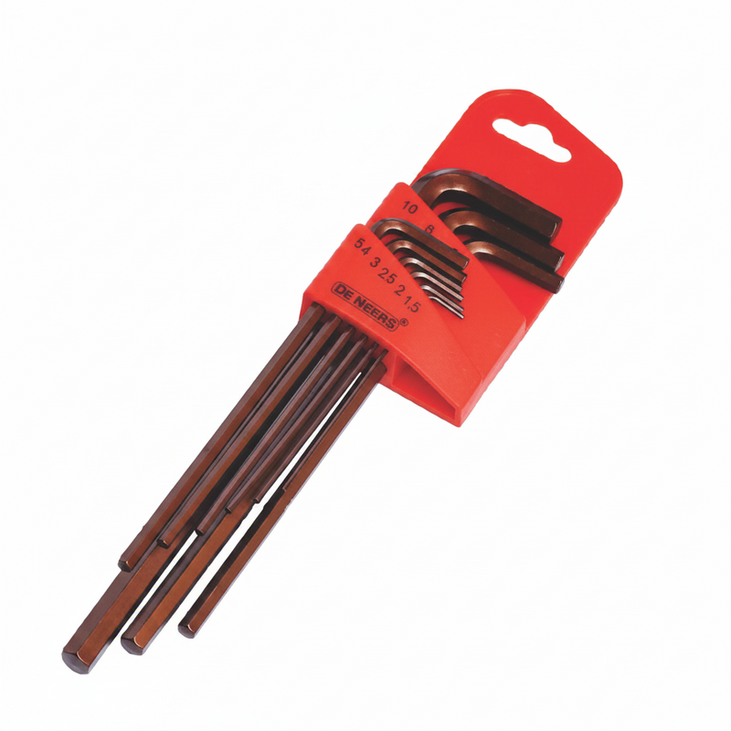 De Neers Brown Extra Long Arm Flat End Allen Key Set (9 Pcs)