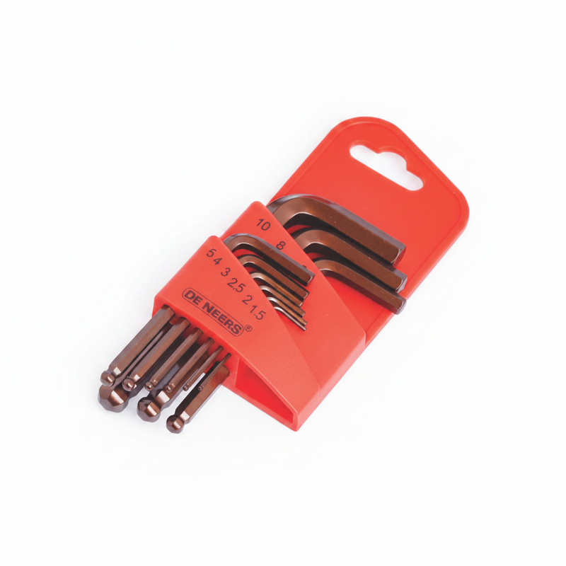 De Neers Brown Short Arm Ball End Allen Key Set (9 Pcs)