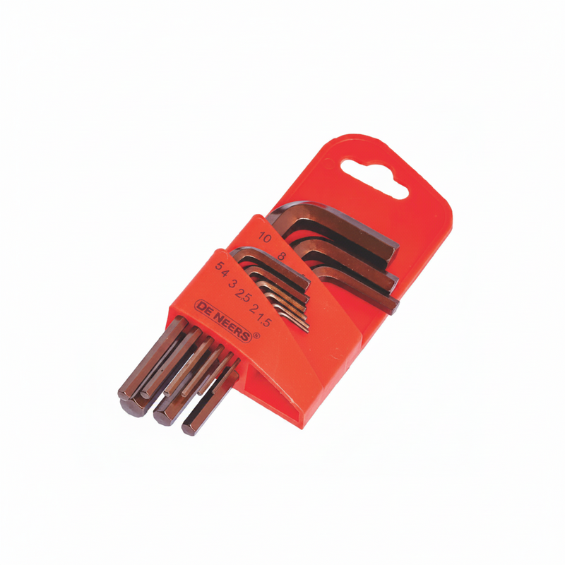 De Neers Brown Short Arm Flat End Allen Key Set (9 Pcs)