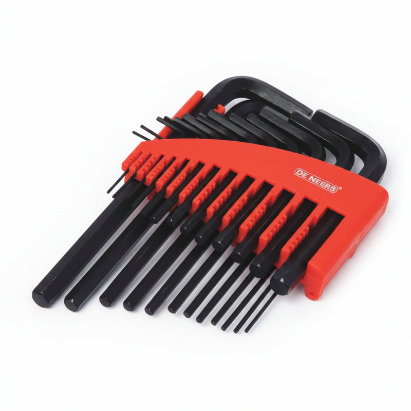 De Neers Black Short Arm And Long Arm Flat End Hex Key Set (25 Pcs)