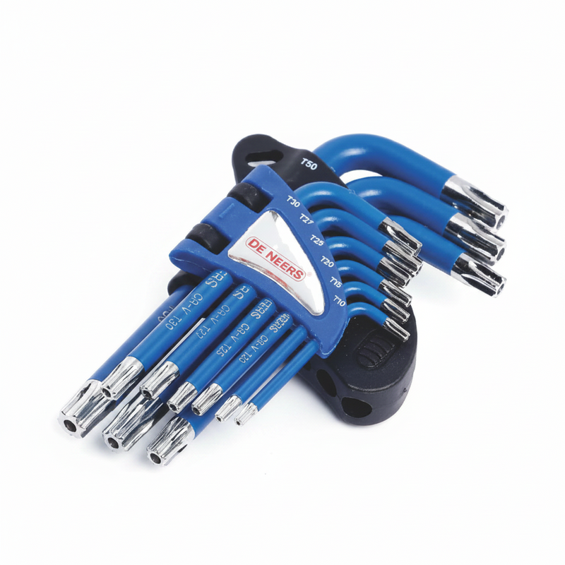 De Neers Blue Powder Coating Short Arm Torx Allen Key Set (9 Pcs)