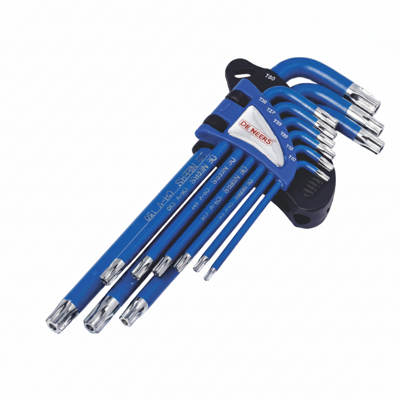 De Neers Blue Powder Coating Long Arm Torx Allen Key Set (9 Pcs)