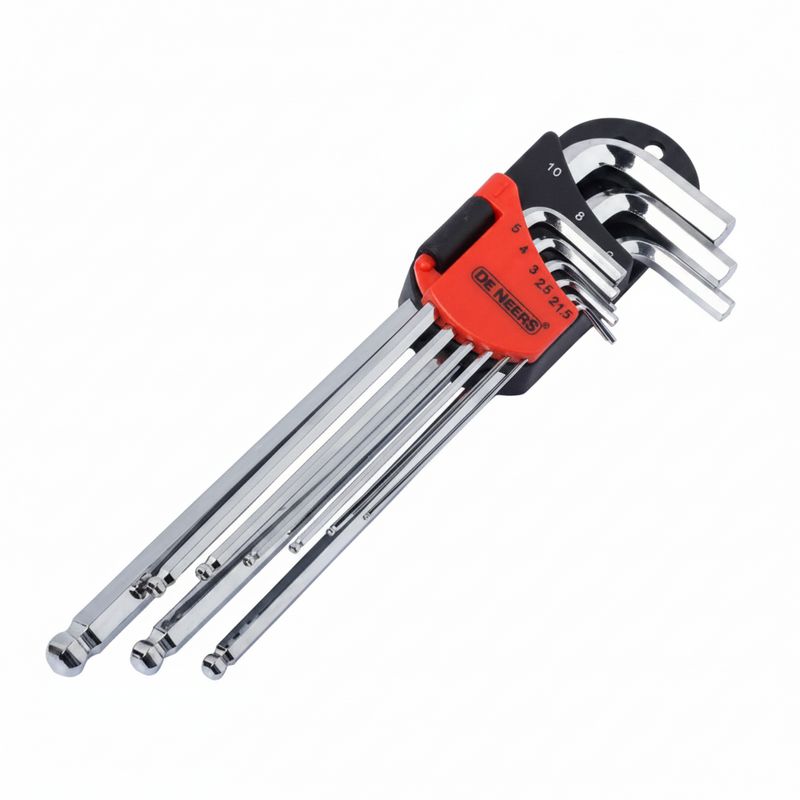 De Neers Mirror Long Arm Ball End Allen Key Set 9pcs