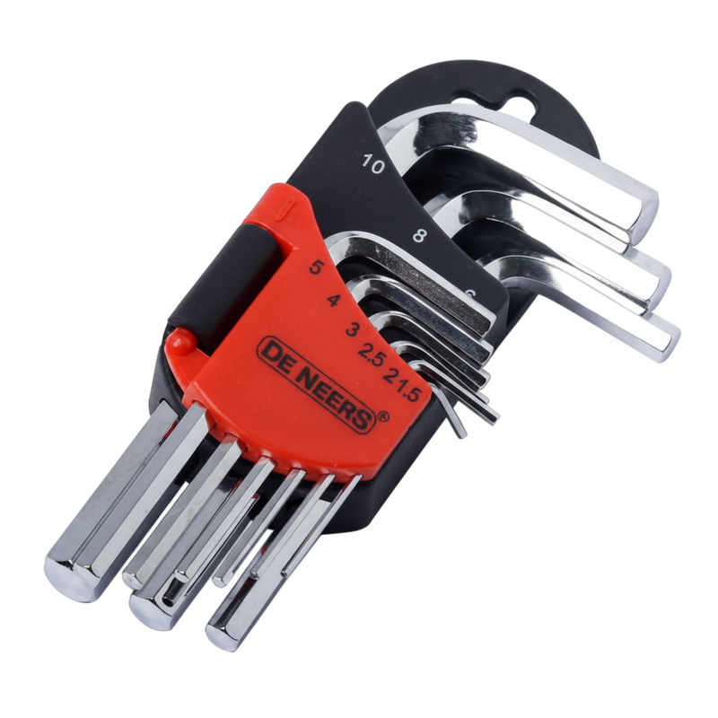 De Neers Mirror Short Arm Flat Allen Key Set 9pcs (Pack of 2)