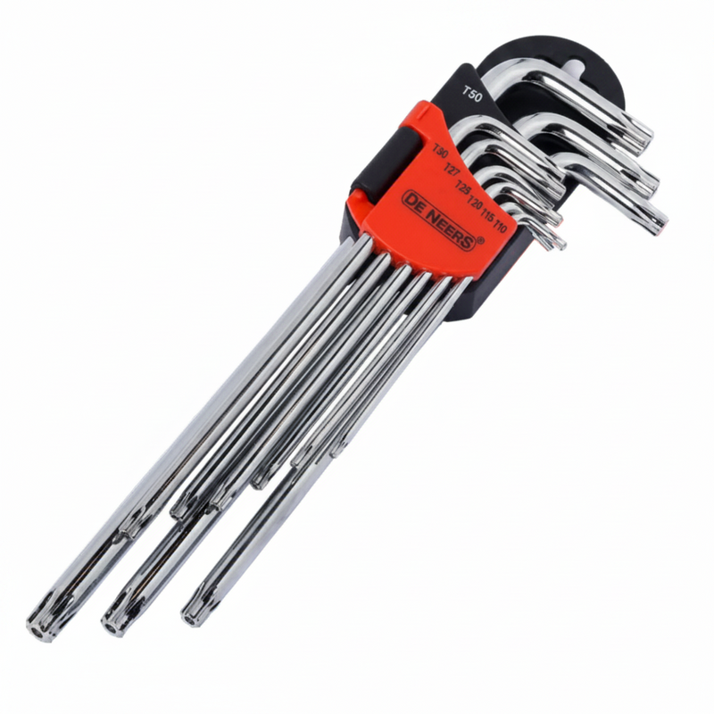 De Neers Mirror Extra Long Arm Torx Key Set 9pcs