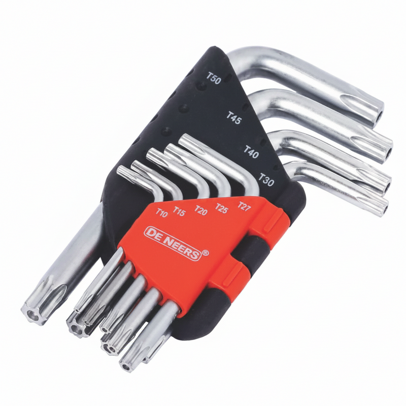 De Neers Chrome Short Arm Torx Allen Key Set 9pcs