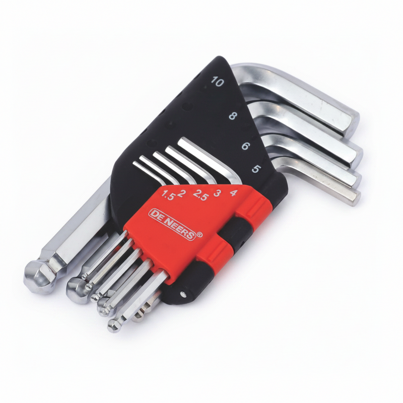 Chrome Short Arm Ball End Allen Key Set 9pcs