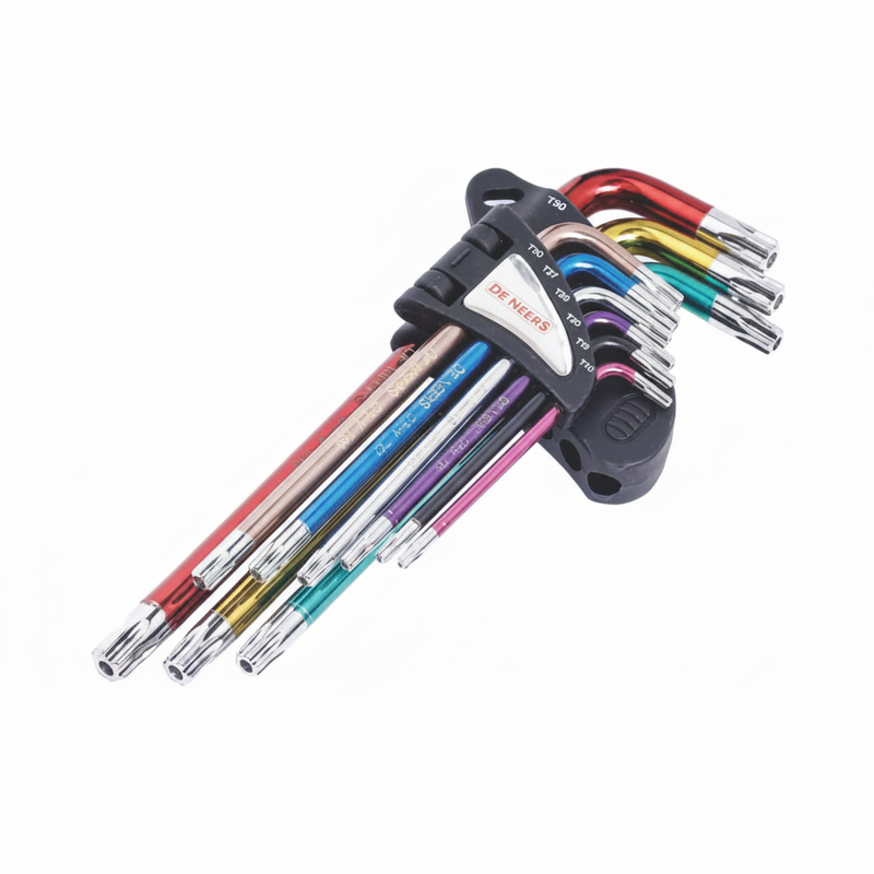 De Neers Electrophoretic Paint Long Arm Torx Allen Key Set 9pcs