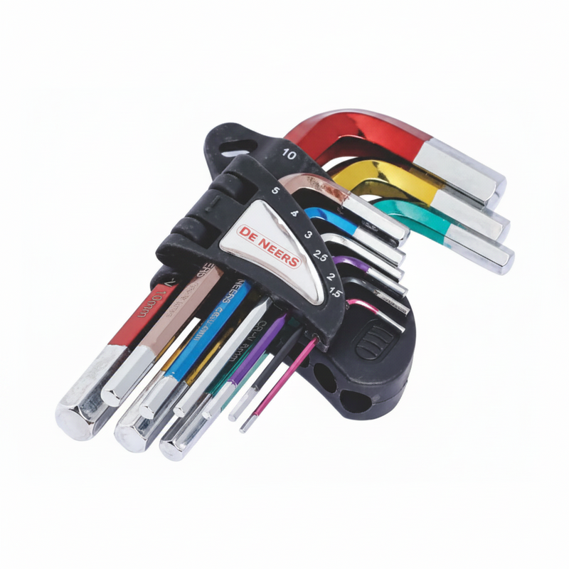 De Neers Electrophoretic Paint Short Arm Flat End Allen Key Set 9pcs