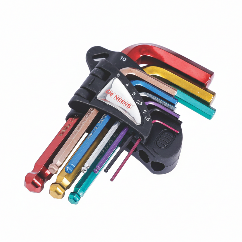 De Neers Electrophoretic Paint Short Arm Ball End Allen Key Set 9pcs