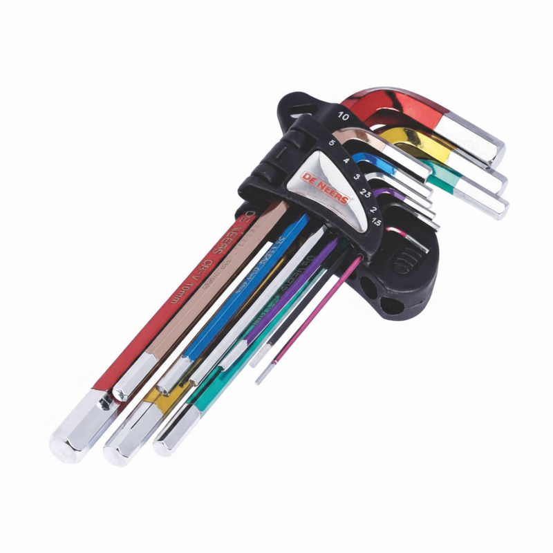 De Neers Electrophoretic Paint Long Arm Flat End Allen Key Set 9pcs
