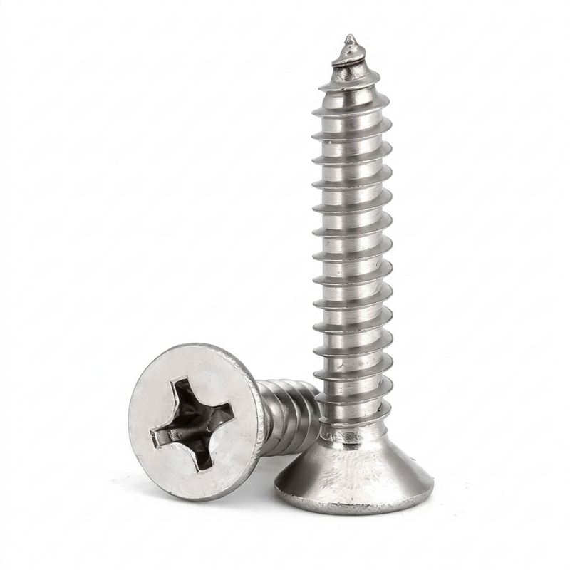No.12 304 Stainless Steel CSK Phillips Self Tapping Screws Pack of 100