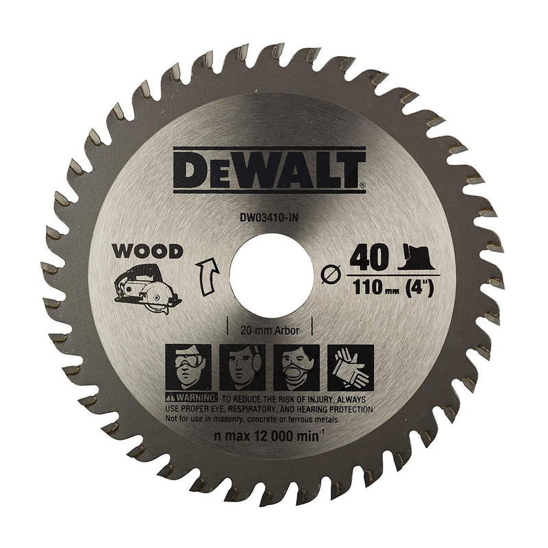 Dewalt DW03410-IN 4 Inch 40 Teeth 110mm Out Dia TCT Woodworking Circular Saw Blade