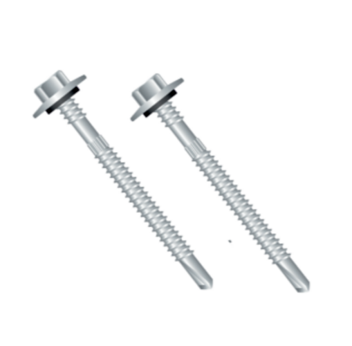 No.12 Zinc Plated Hex Washer Head With Rubber Washer Double Thread Self Drilling Screws Pack of 250