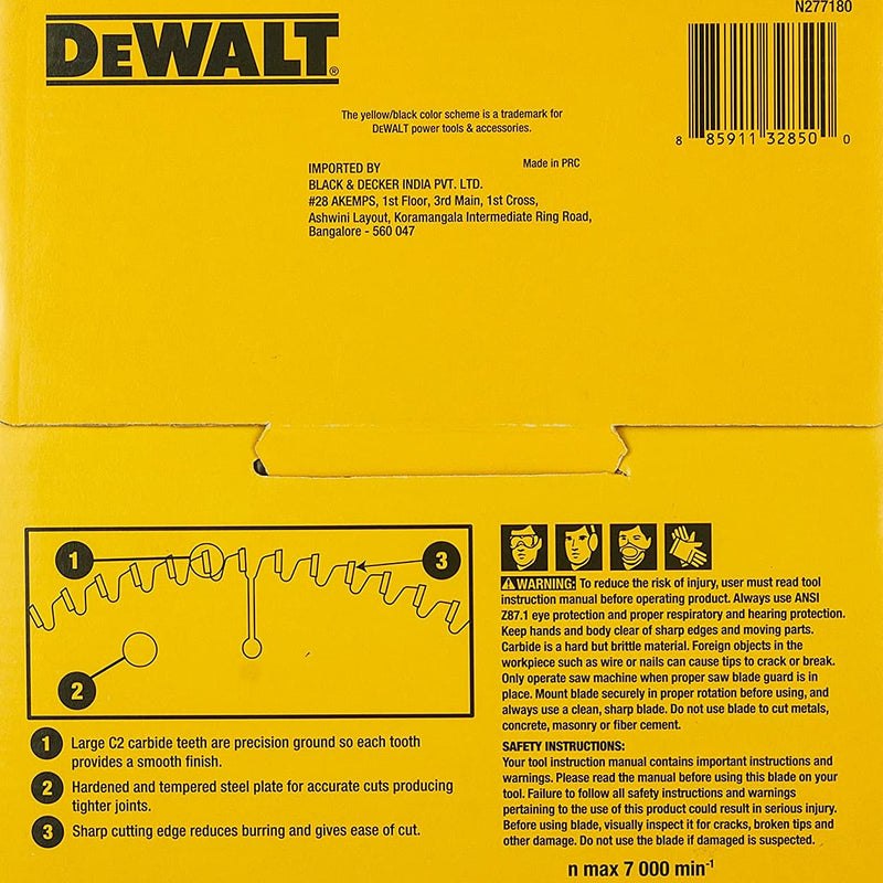 Dewalt DT4062-B1 7-1/4 Inch 40 Teeth 185mm Out Dia TCT Woodworking Circular Saw Blade