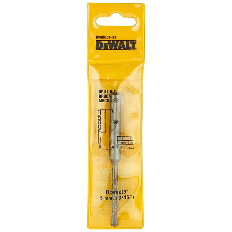 Dewalt DW00701-B1 5mm x 110mm SDS Plus Economy Drill Bit (Pack of 5)