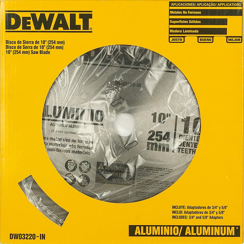 Dewalt DW03220-IN 10 Inch 80 Teeth 254mm Out Diameter Circular Saw Blade (Pack of 10)