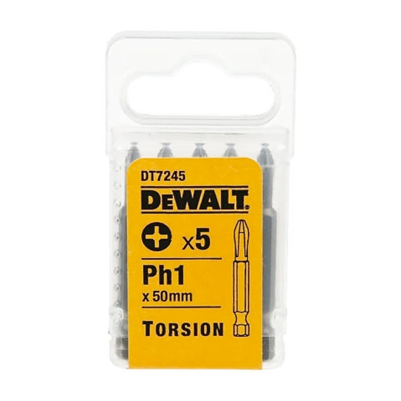 Dewalt DT7245-QZ Phillips Torsion Screwdriver Bits With Extra Grip PH1x50mm