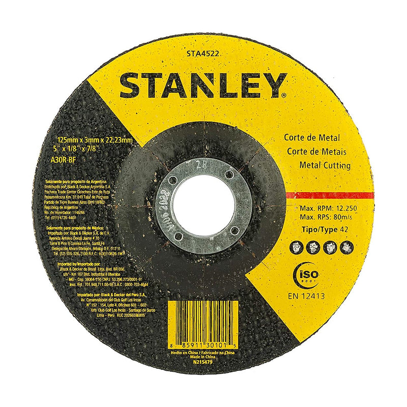 Stanley STA4522-IN Metal Cutting Wheel 125x3x22mm (Pack of 15)