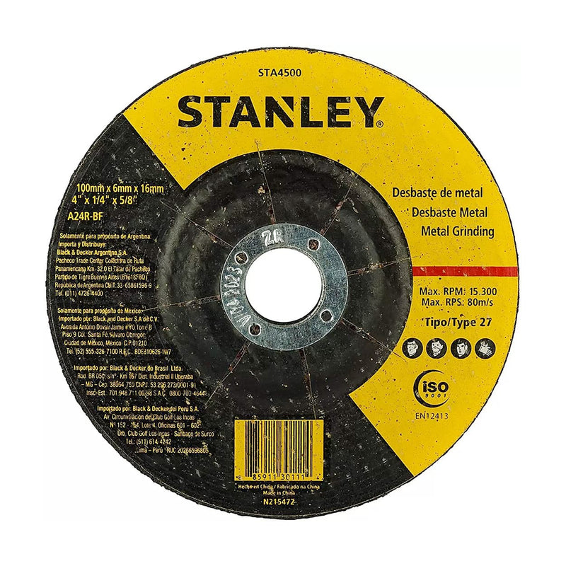 Stanley STA4500-IN Metal Grinding Wheel 100x6x16mm (Pack of 10)