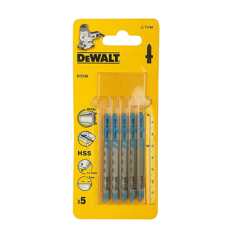 Dewalt DT2160-QZ High Speed Steel Jigsaw Blades For Metal 1.2x50mm 5pcs