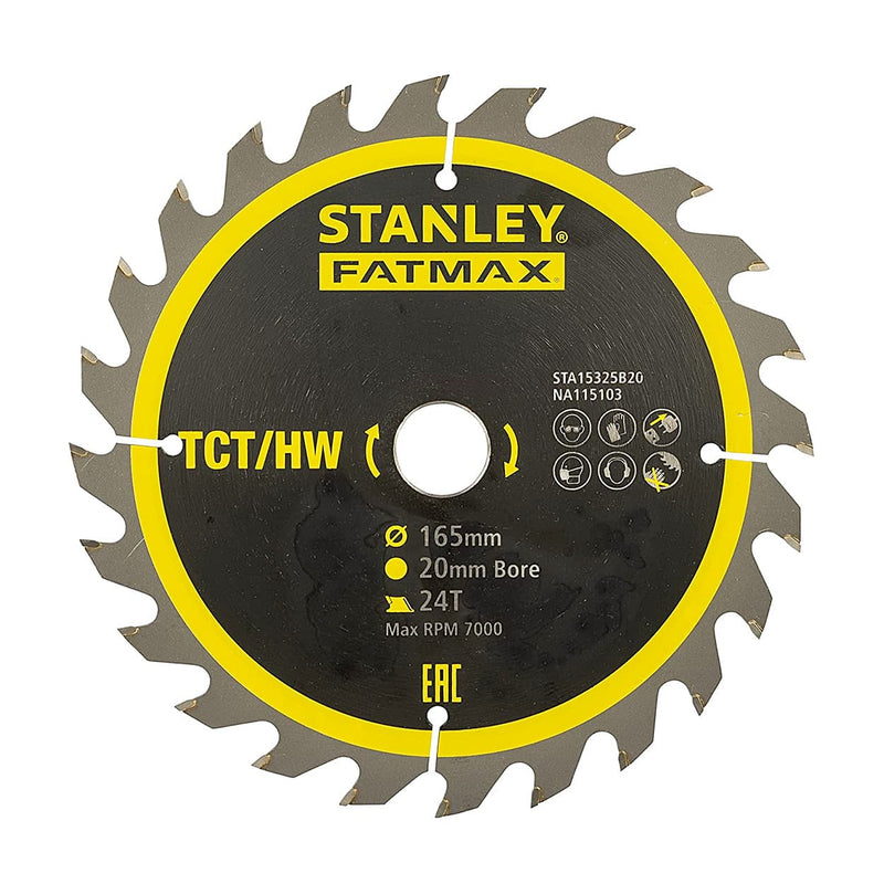 Stanley STA15325B20 Circular Saw Blade 165MM X20MM BORE X 24T CSB