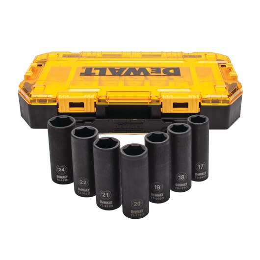 DeWalt DWMT74737-0 1/2Inch Sq. Drive 6 Pt Deep Impact Socket Set In Toughbox 7Pcs