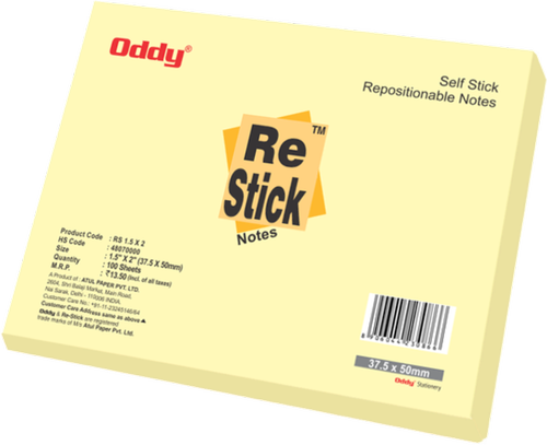 Re-stick Paper Notes 1.5x2 (Yellow)