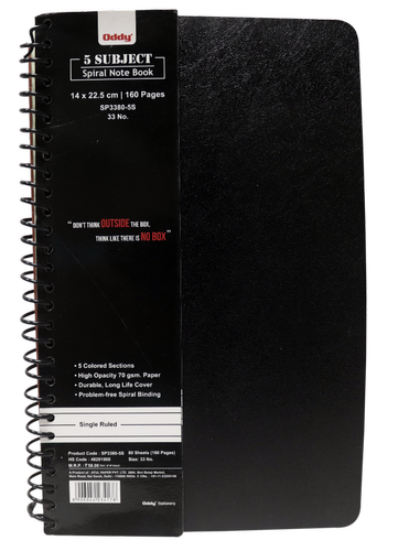 SP3380 5S 1/8 Spiral Note Book 80 Sheets