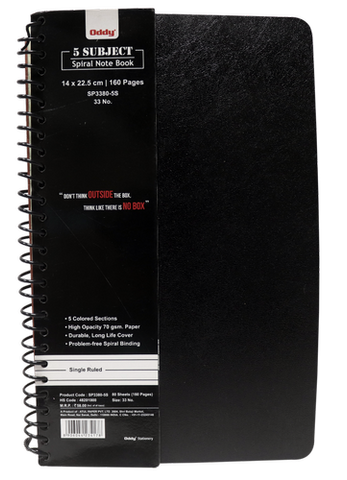 SP3380 5S 1/8 Spiral Note Book 80 Sheets